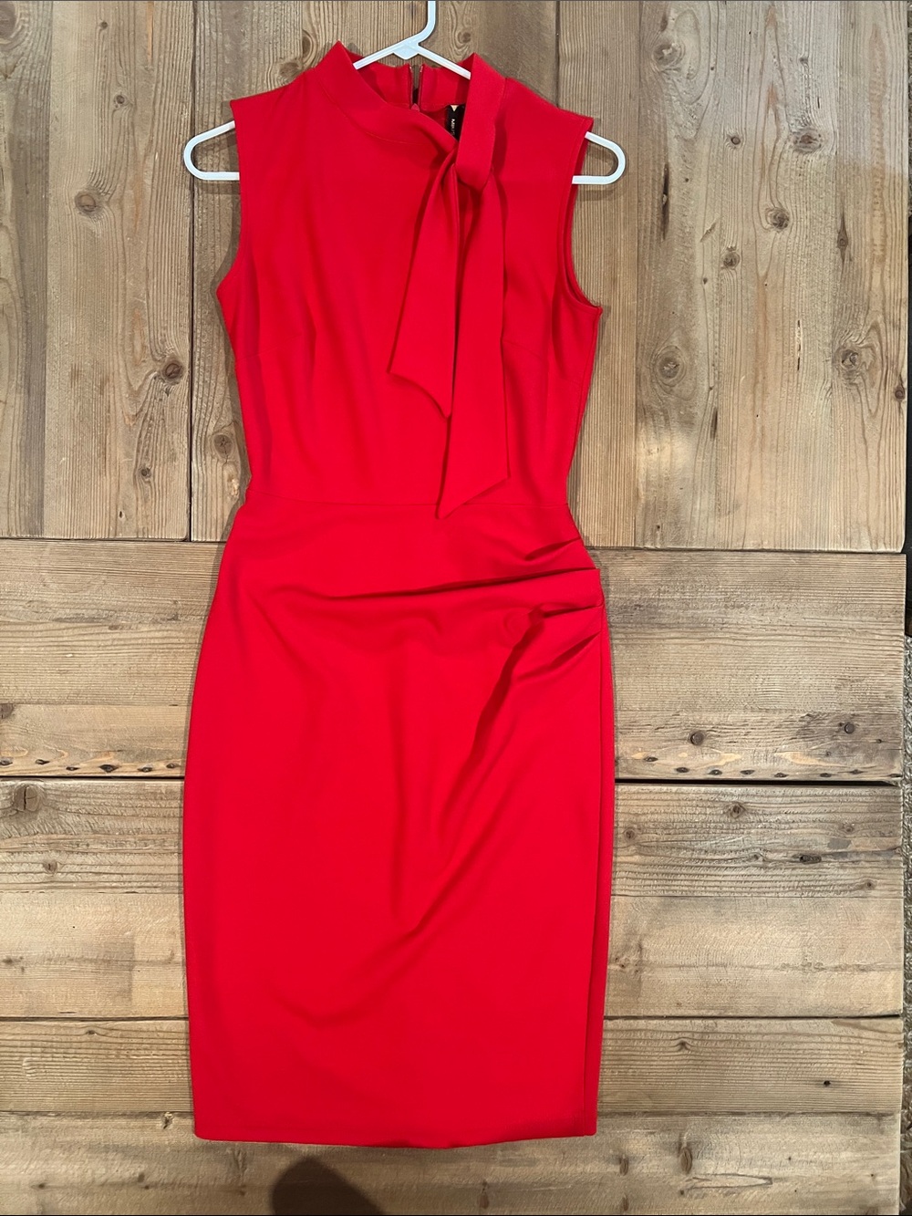 Miusol Red Sleeveless Bow-Neck Sheath Dress